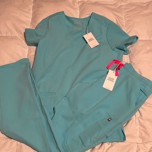 Figs neon blue scrubs